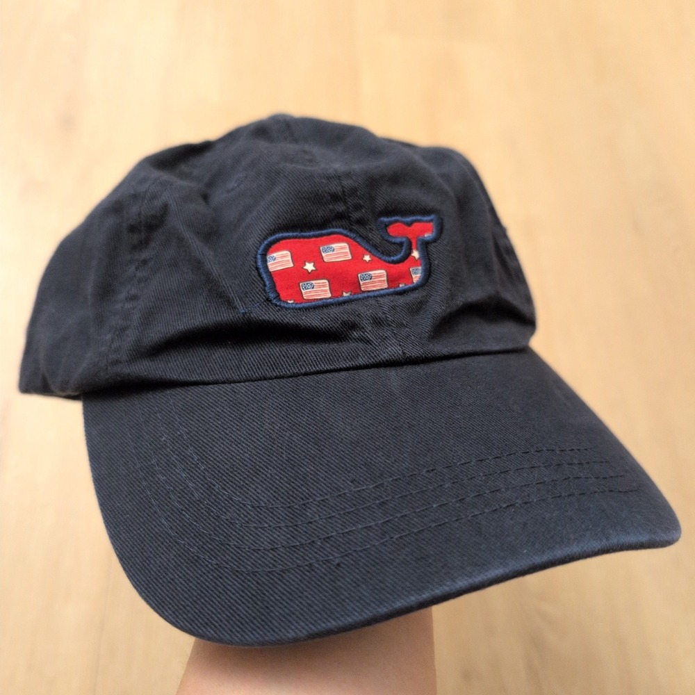 Vineyard Vines Navy Blue American Flag Whale Logo Adjustable Baseball Dad Hat